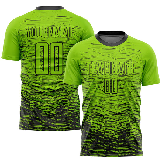 Custom Neon Green Black Sublimation Soccer Uniform Jersey - Main View