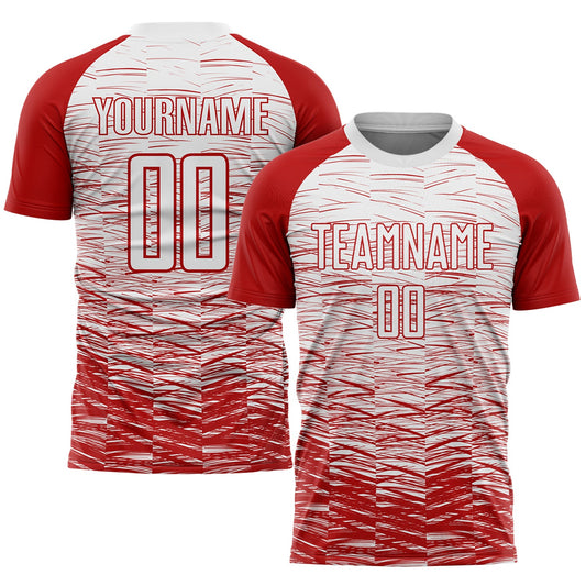 Custom Red White Sublimation Soccer Uniform Jersey - Main View
