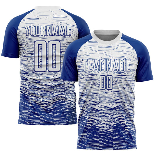 Custom Royal White Sublimation Soccer Uniform Jersey - Main View