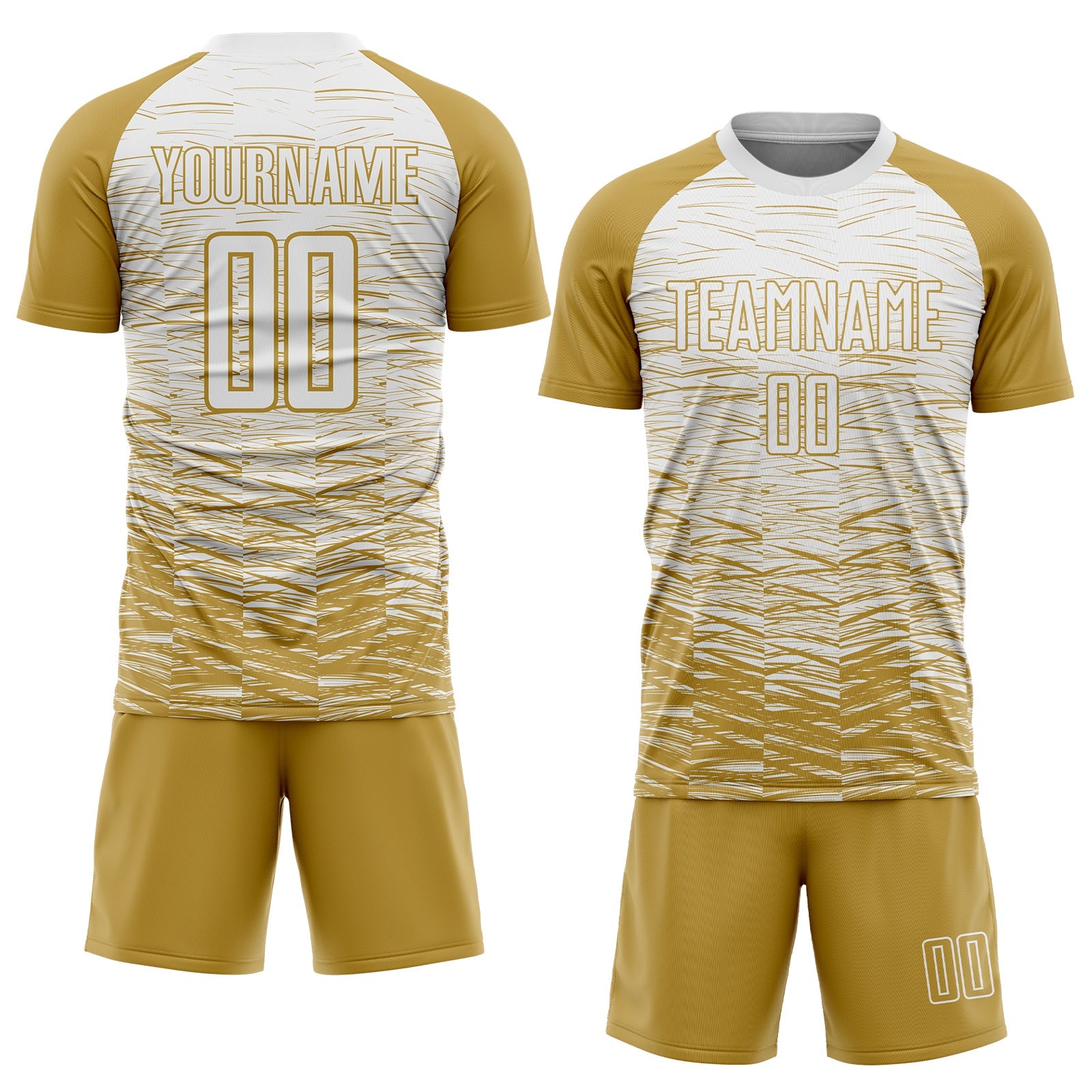 Custom Old Gold White Sublimation Soccer Uniform Jersey view 2