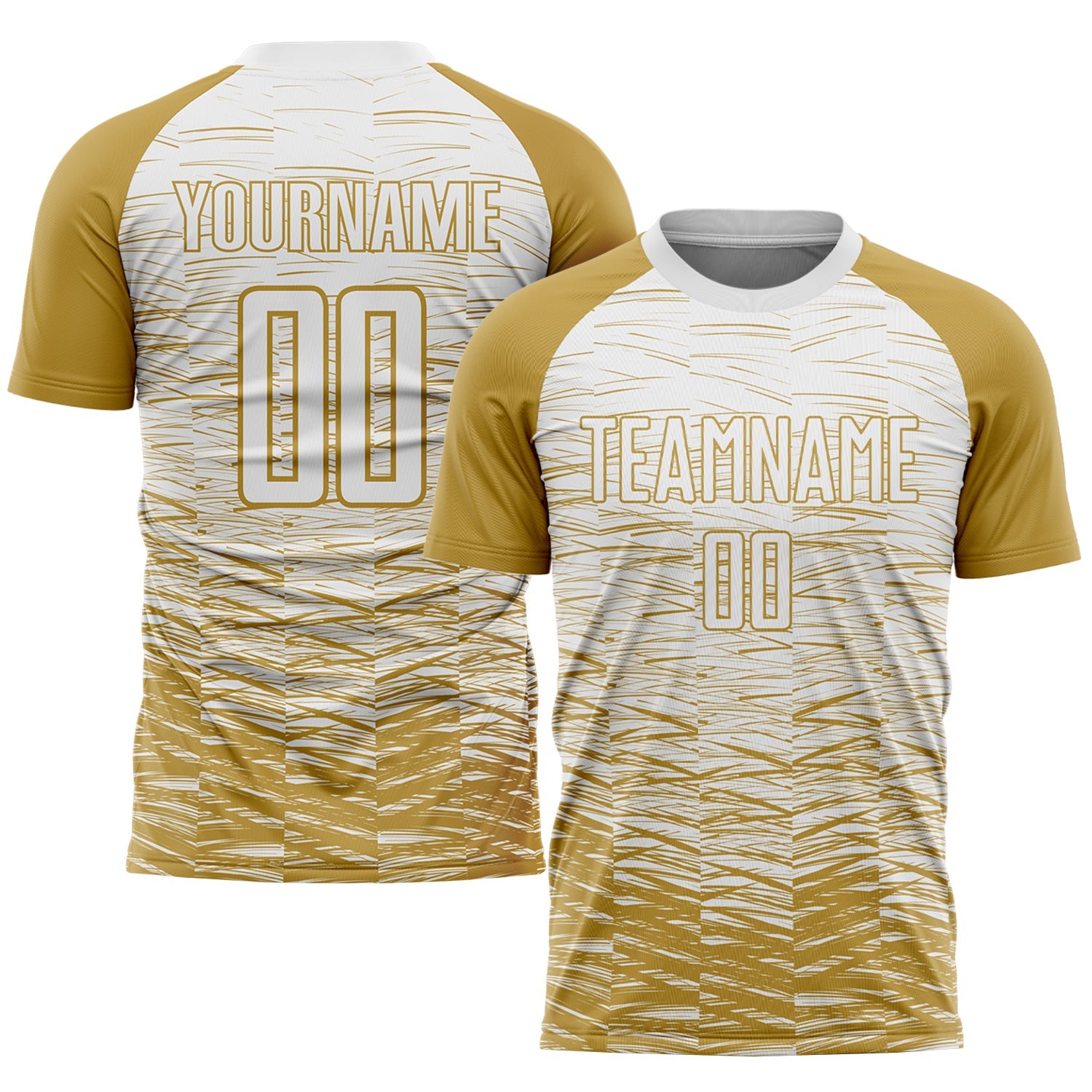 Custom Old Gold White Sublimation Soccer Uniform Jersey - Main View