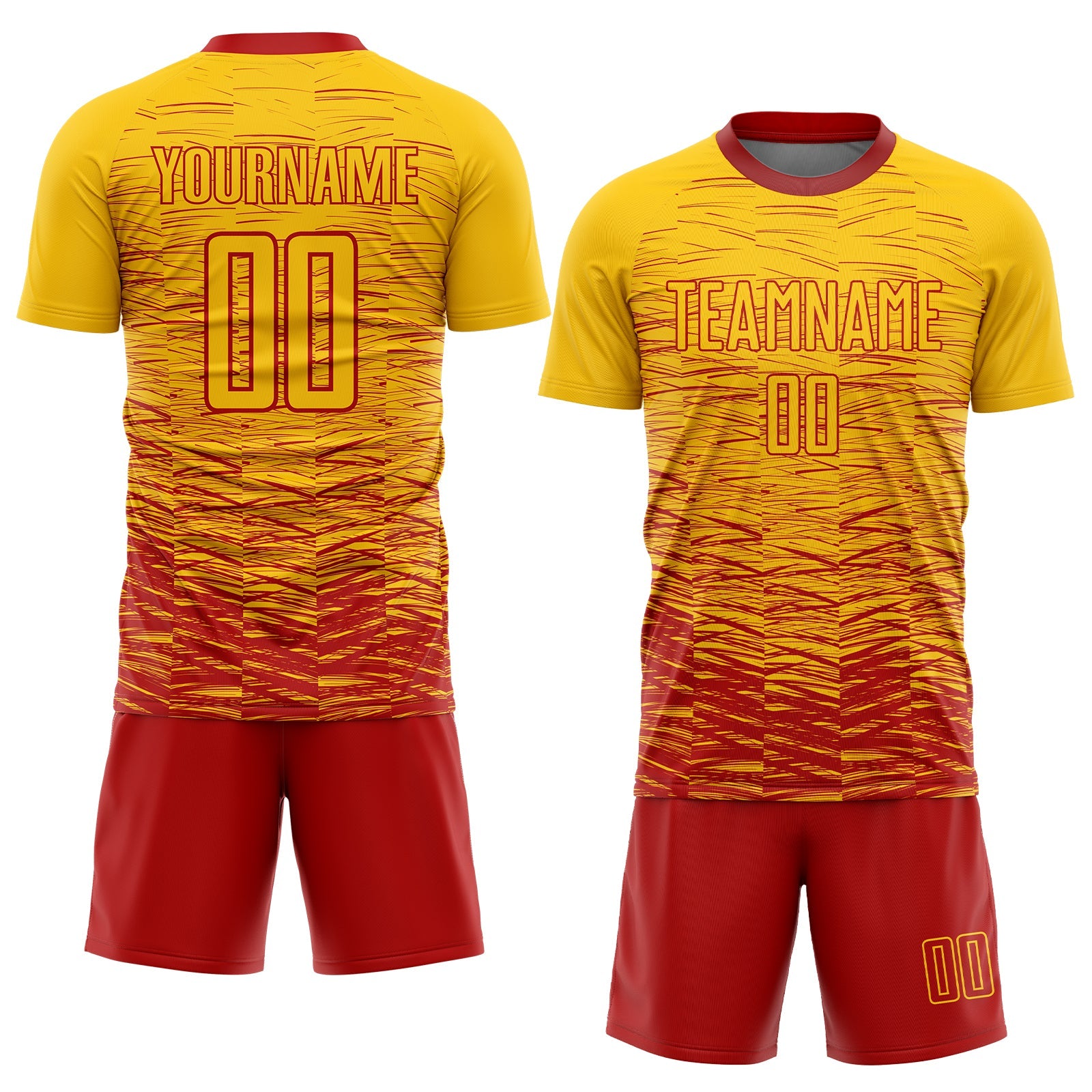 Custom Yellow Red Sublimation Soccer Uniform Jersey view 2