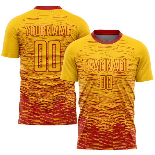 Custom Yellow Red Sublimation Soccer Uniform Jersey - Main View