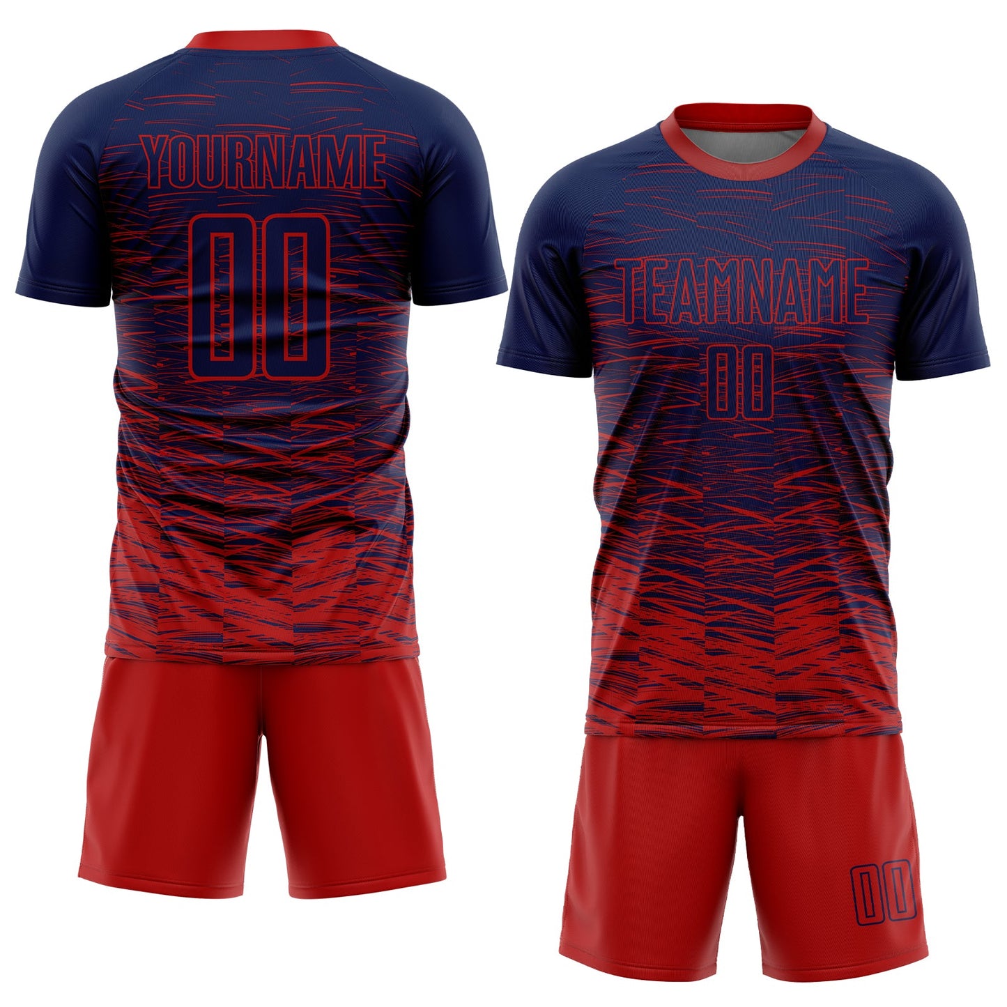 Custom Navy Red Sublimation Soccer Uniform Jersey view 2