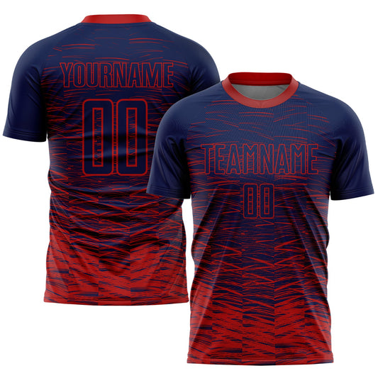 Custom Navy Red Sublimation Soccer Uniform Jersey - Main View