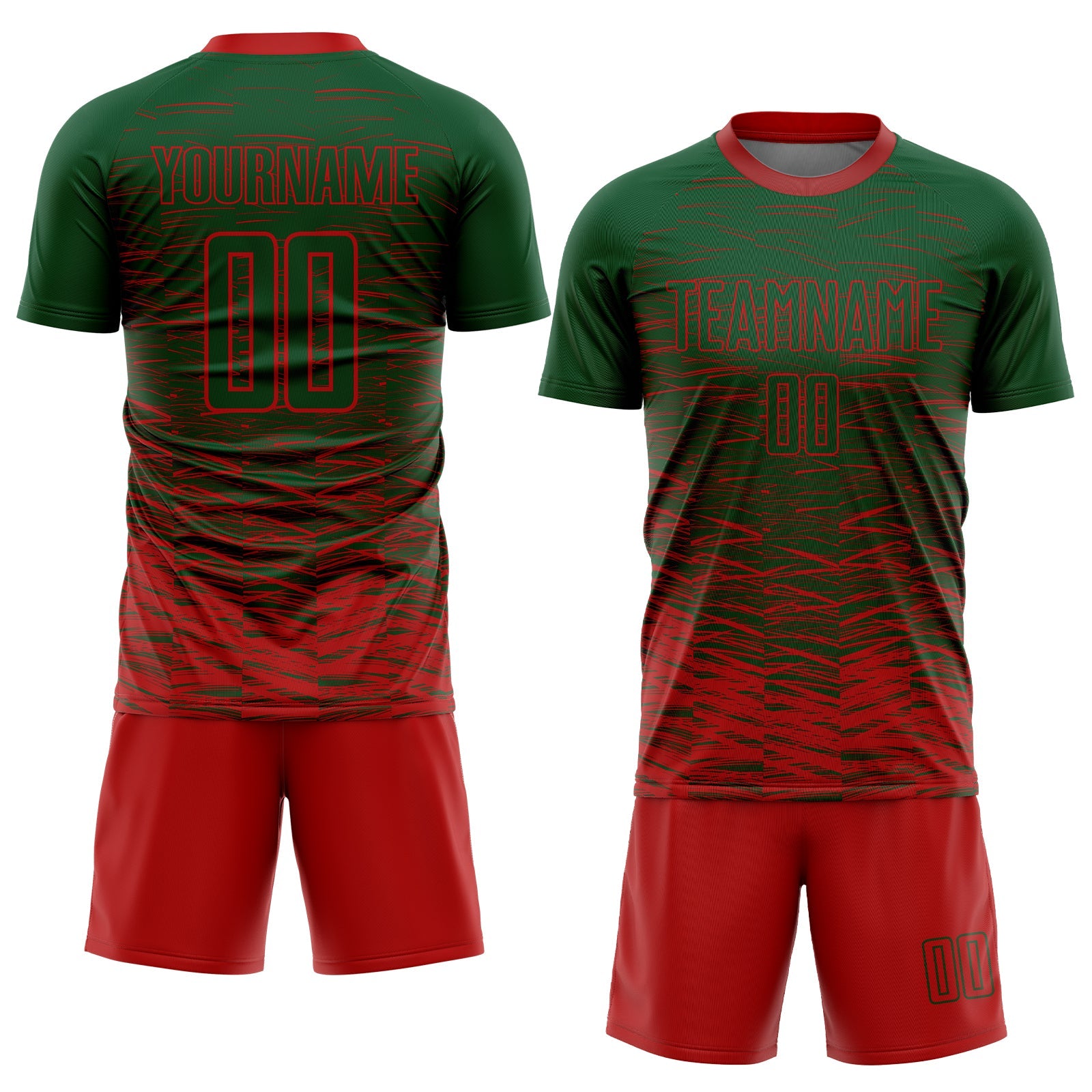 Custom Green Red Sublimation Soccer Uniform Jersey view 2