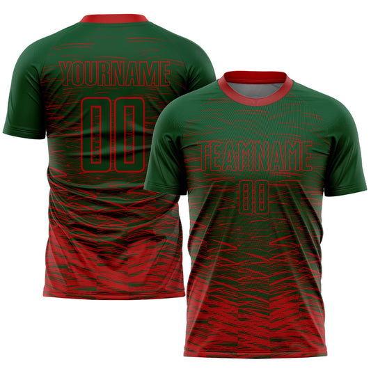 Custom Green Red Sublimation Soccer Uniform Jersey - Main View