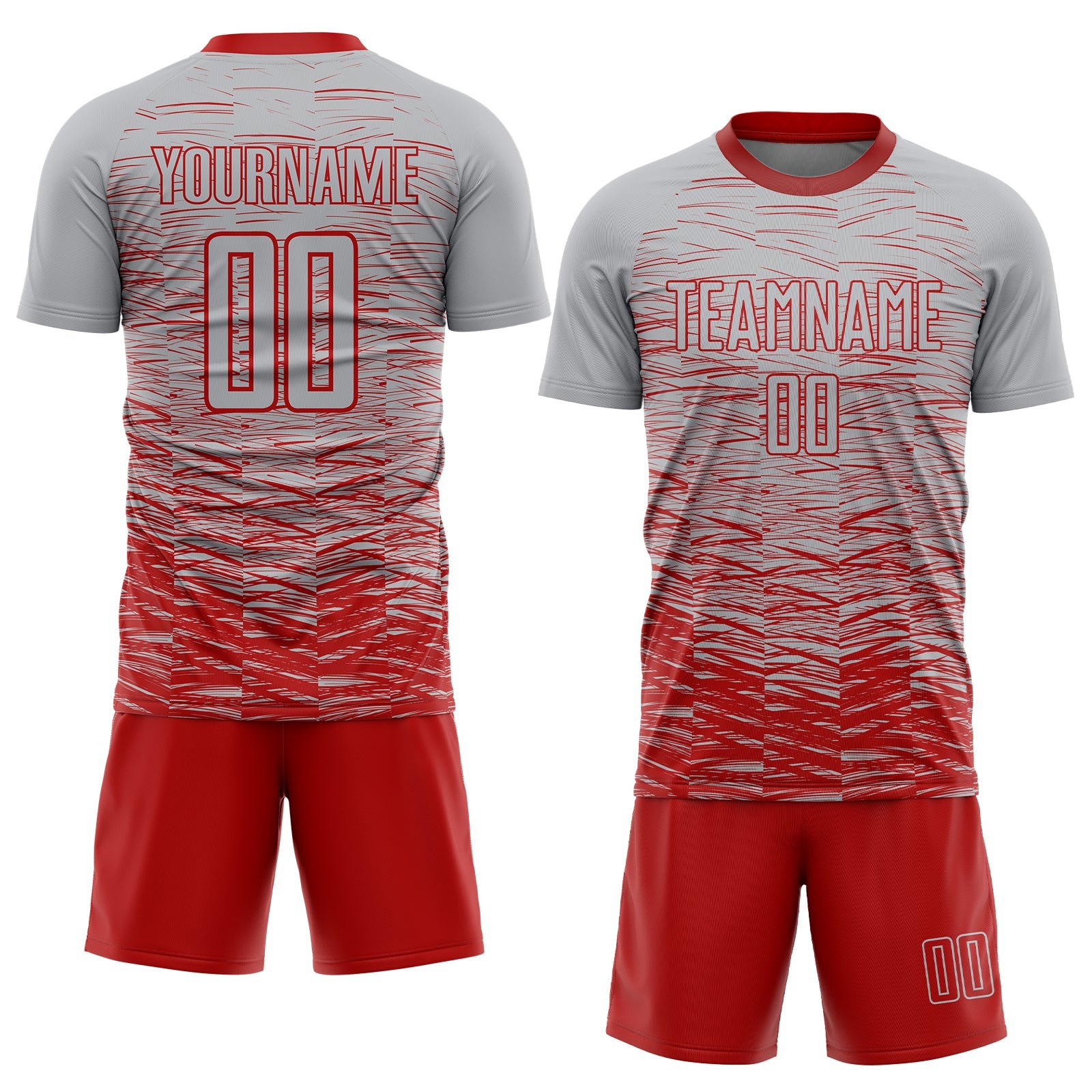 Custom Gray Red Sublimation Soccer Uniform Jersey view 2