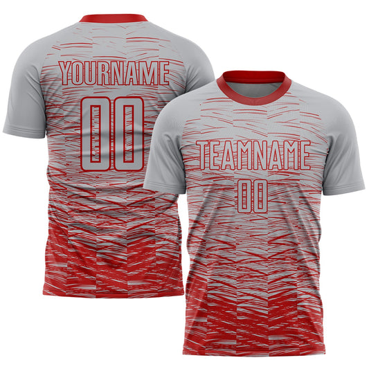 Custom Gray Red Sublimation Soccer Uniform Jersey - Main View
