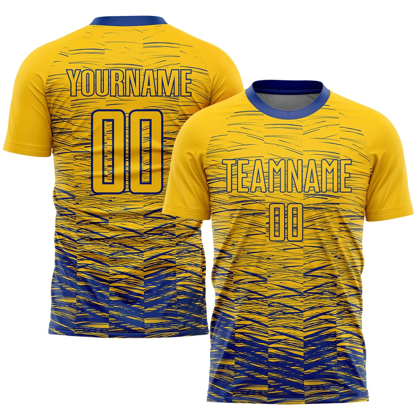 Custom Yellow Royal Sublimation Soccer Uniform Jersey - Main View