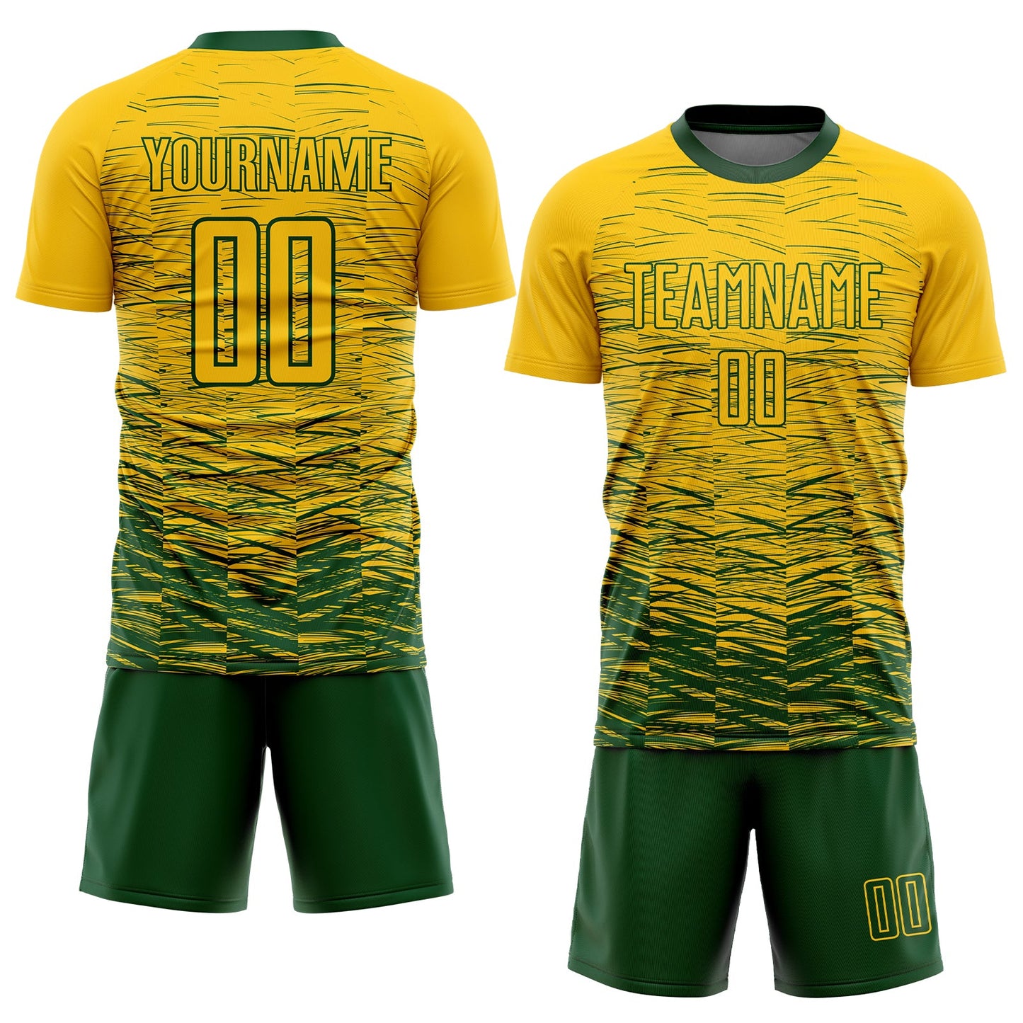 Custom Yellow Green Sublimation Soccer Uniform Jersey view 2