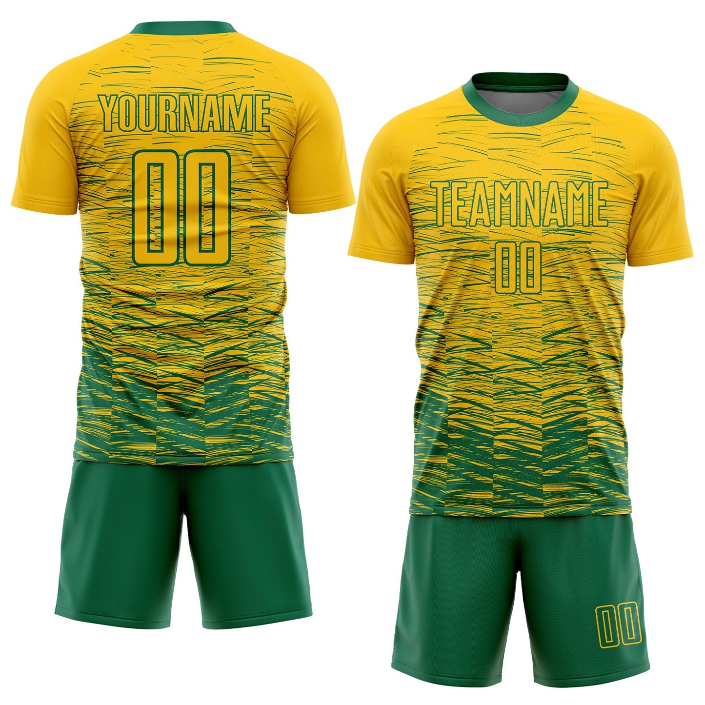 Custom Yellow Kelly Green Sublimation Soccer Uniform Jersey view 2