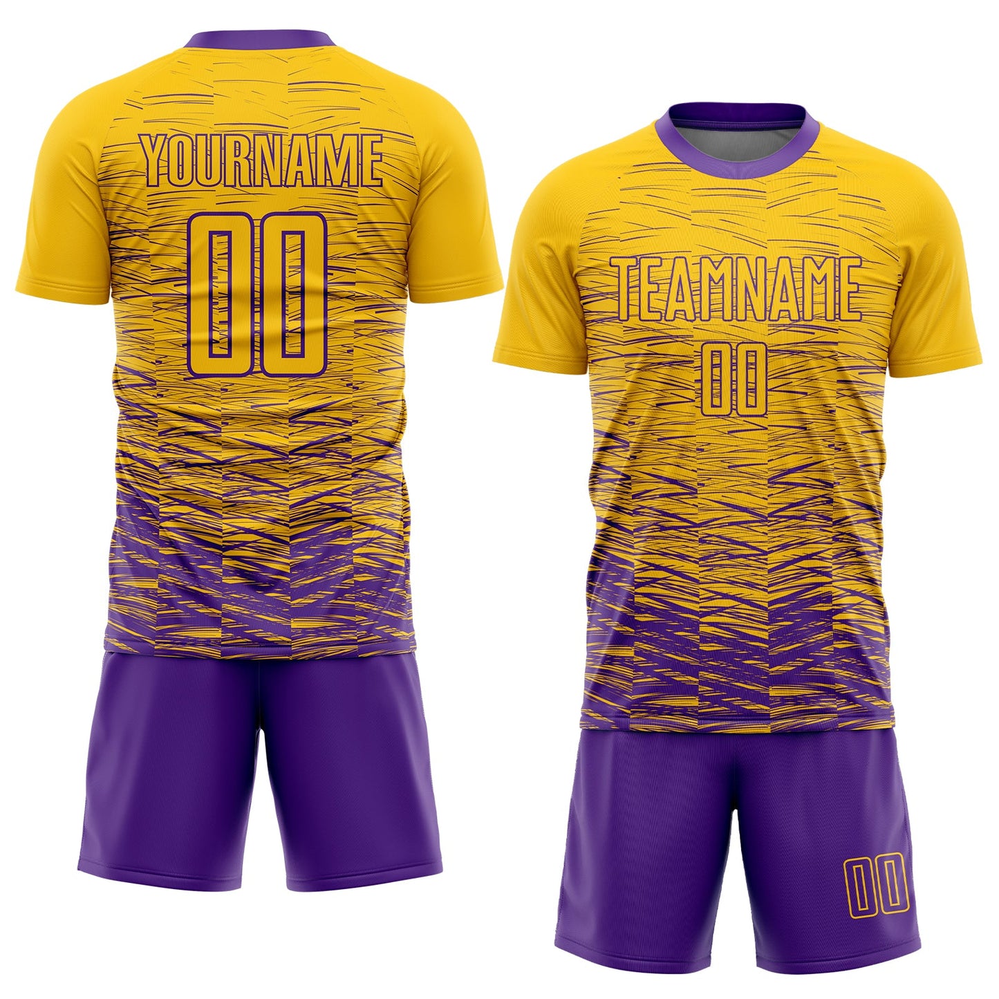 Custom Yellow Purple Sublimation Soccer Uniform Jersey view 2