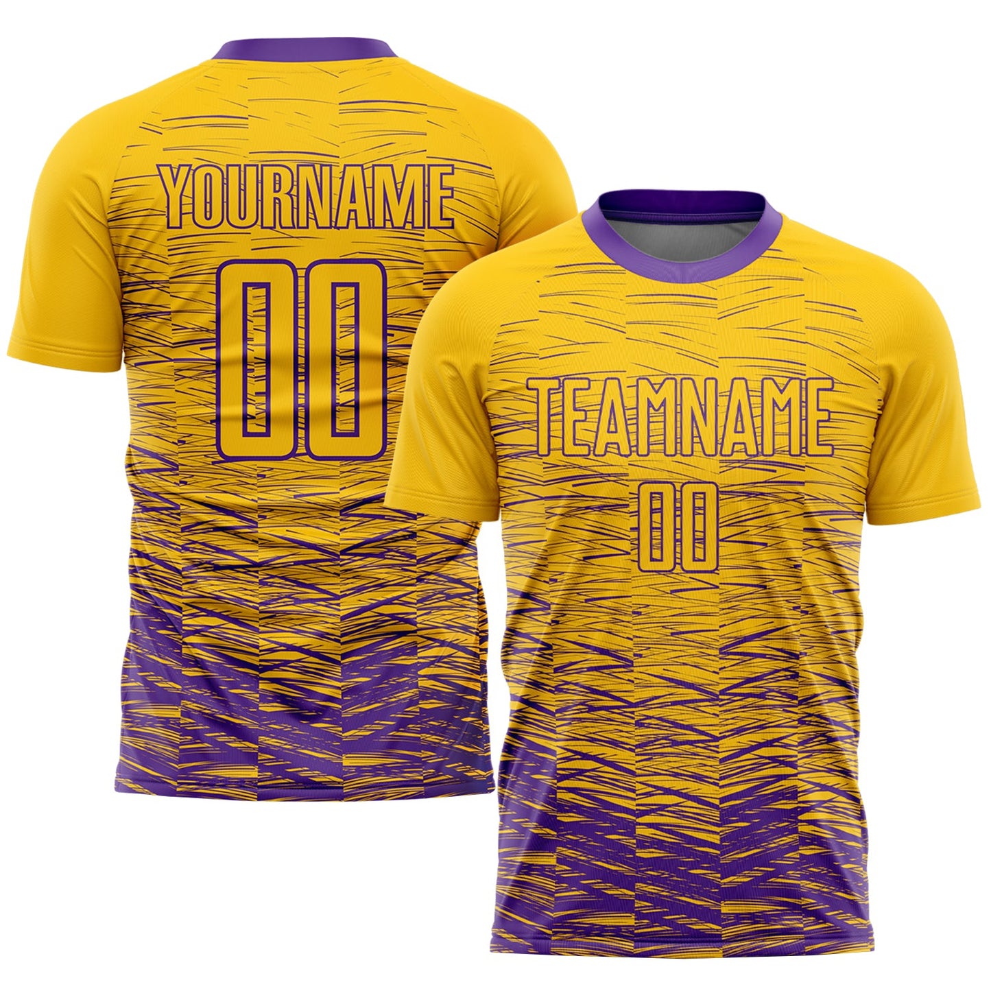 Custom Yellow Purple Sublimation Soccer Uniform Jersey - Main View