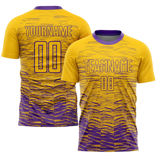 Custom Yellow Purple Sublimation Soccer Uniform Jersey - Main View