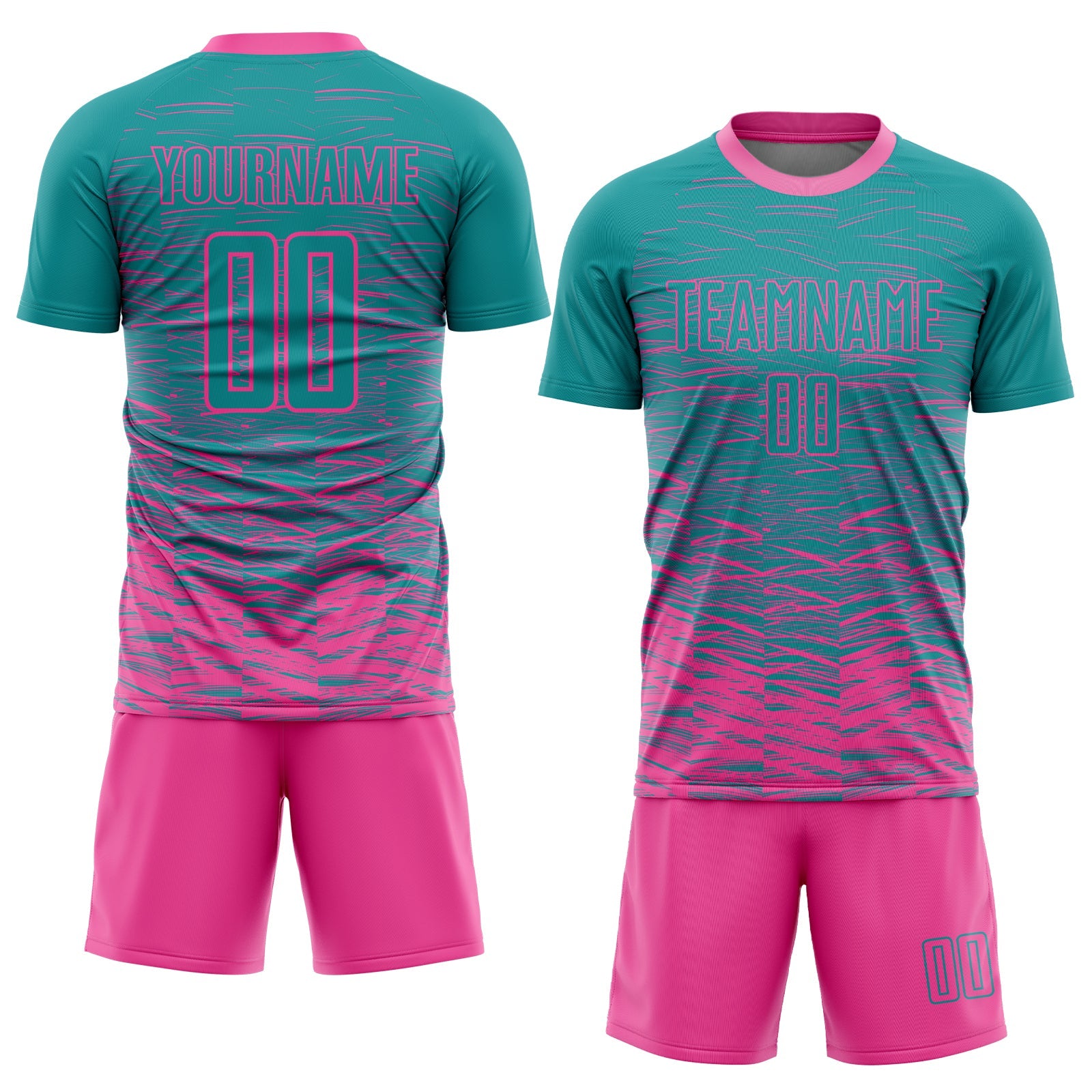 Custom Teal Pink Sublimation Soccer Uniform Jersey view 2