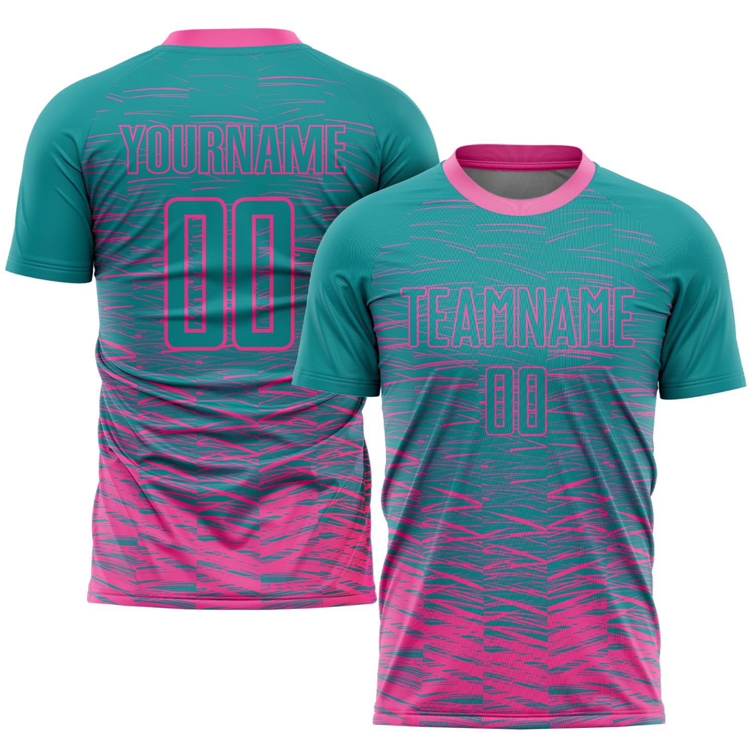 Custom Teal Pink Sublimation Soccer Uniform Jersey - Main View