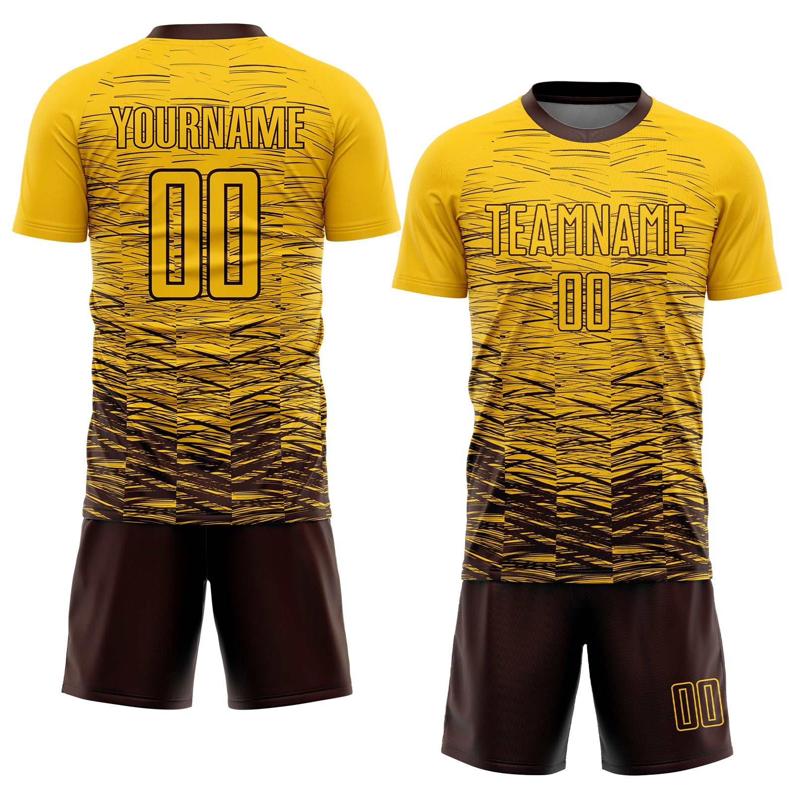 Custom Yellow Brown Sublimation Soccer Uniform Jersey view 2