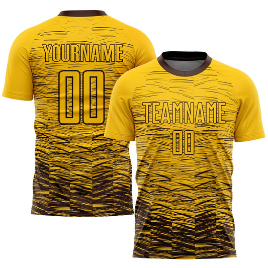 Custom Yellow Brown Sublimation Soccer Uniform Jersey - Main View