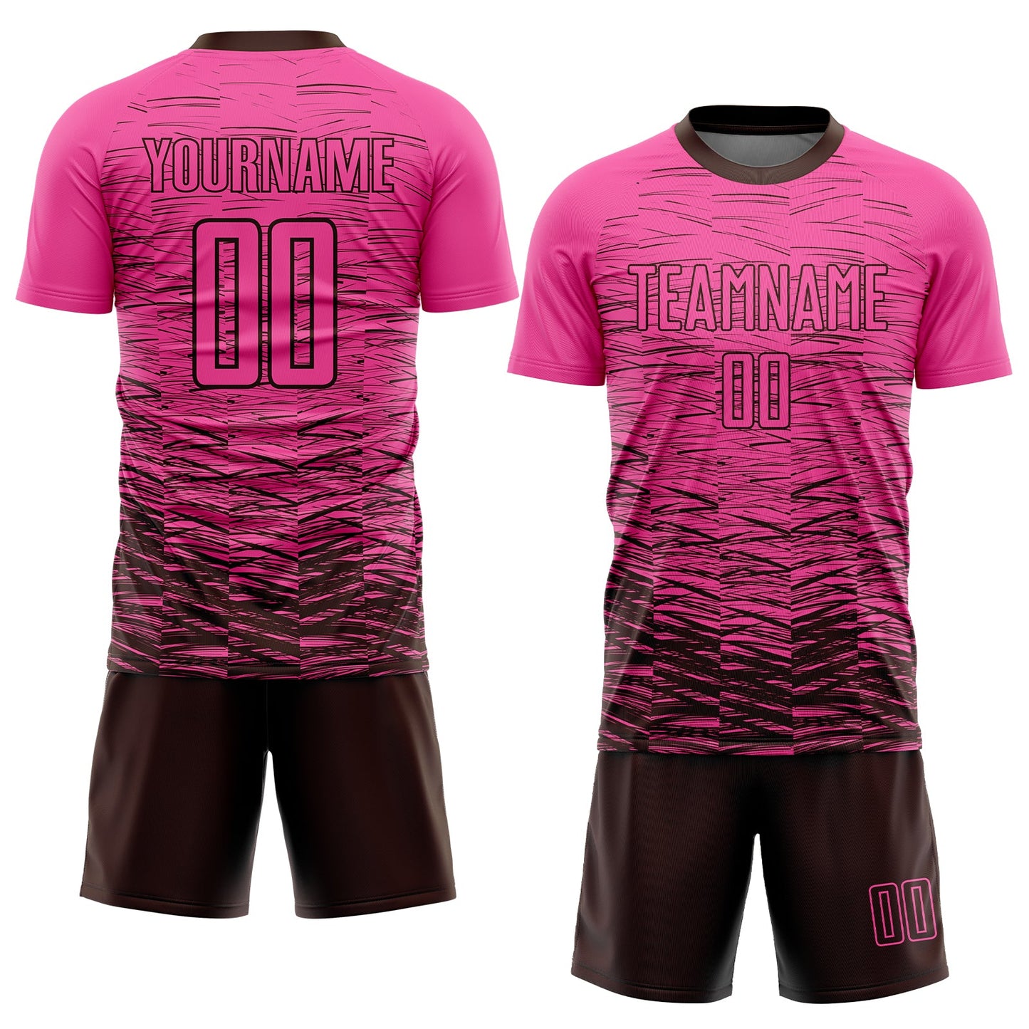 Custom Pink Brown Sublimation Soccer Uniform Jersey view 2