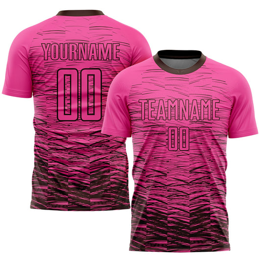 Custom Pink Brown Sublimation Soccer Uniform Jersey - Main View