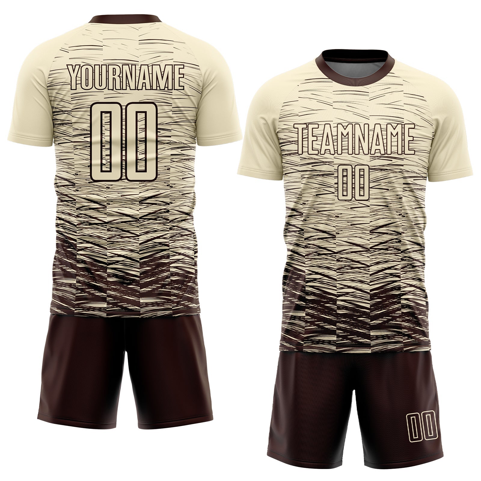 Custom Cream Brown Sublimation Soccer Uniform Jersey view 2