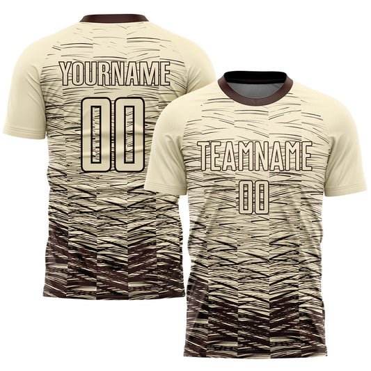 Custom Cream Brown Sublimation Soccer Uniform Jersey - Main View