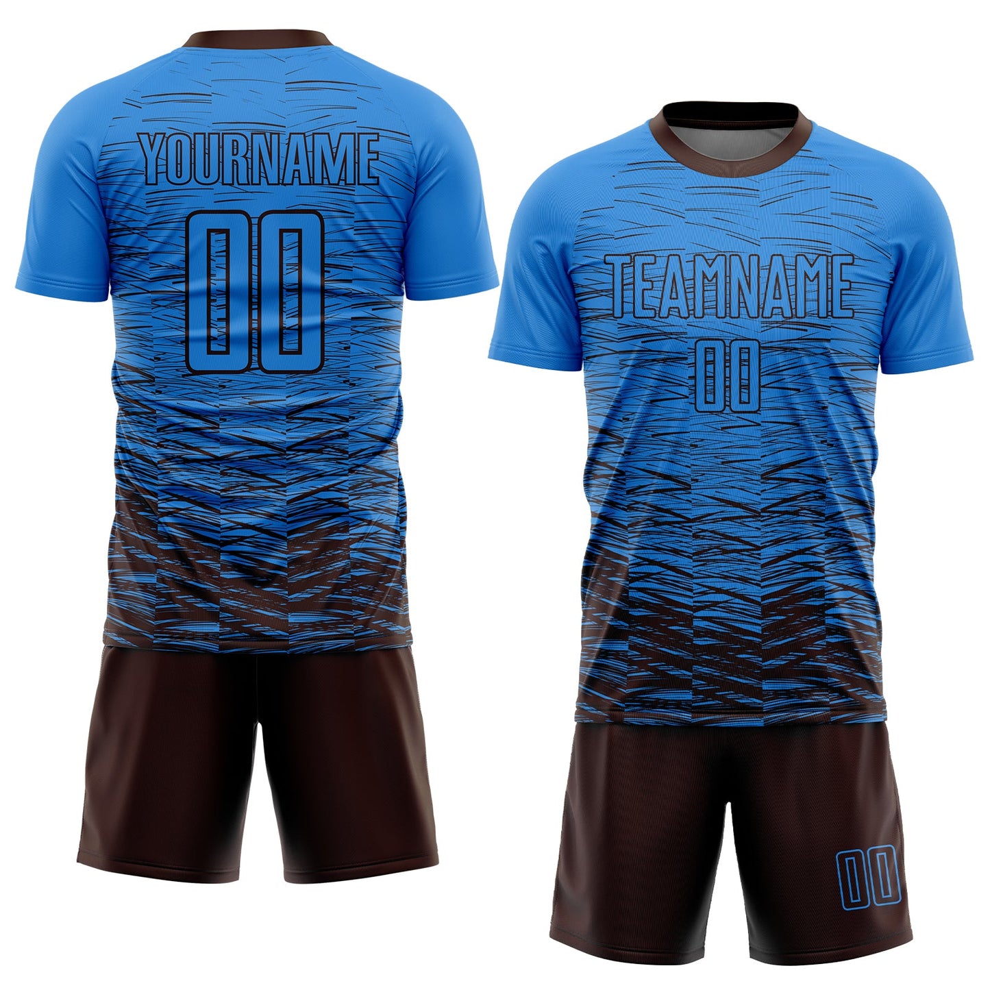 Custom Powder Blue Brown Sublimation Soccer Uniform Jersey view 2