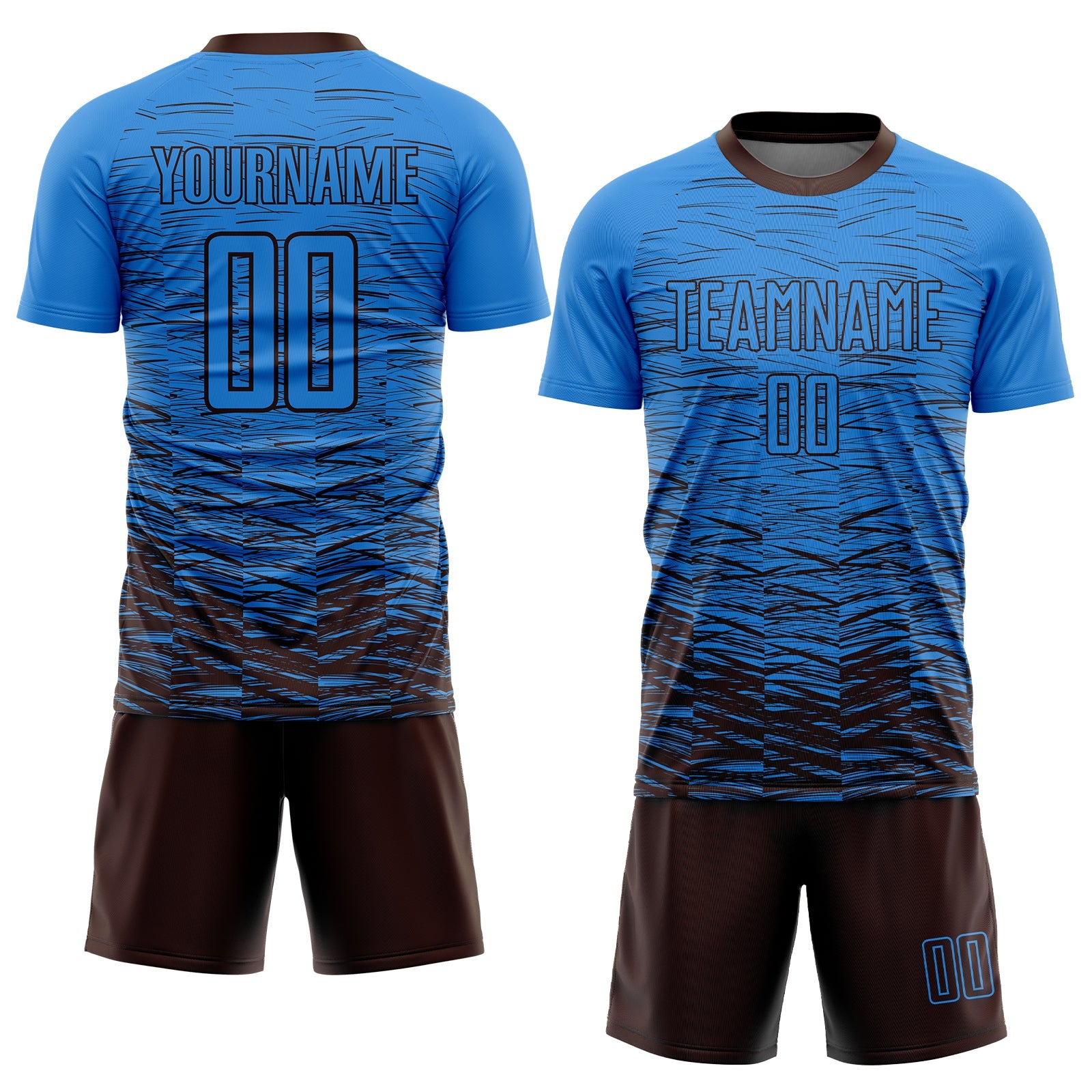 Custom Powder Blue Brown Sublimation Soccer Uniform Jersey view 2