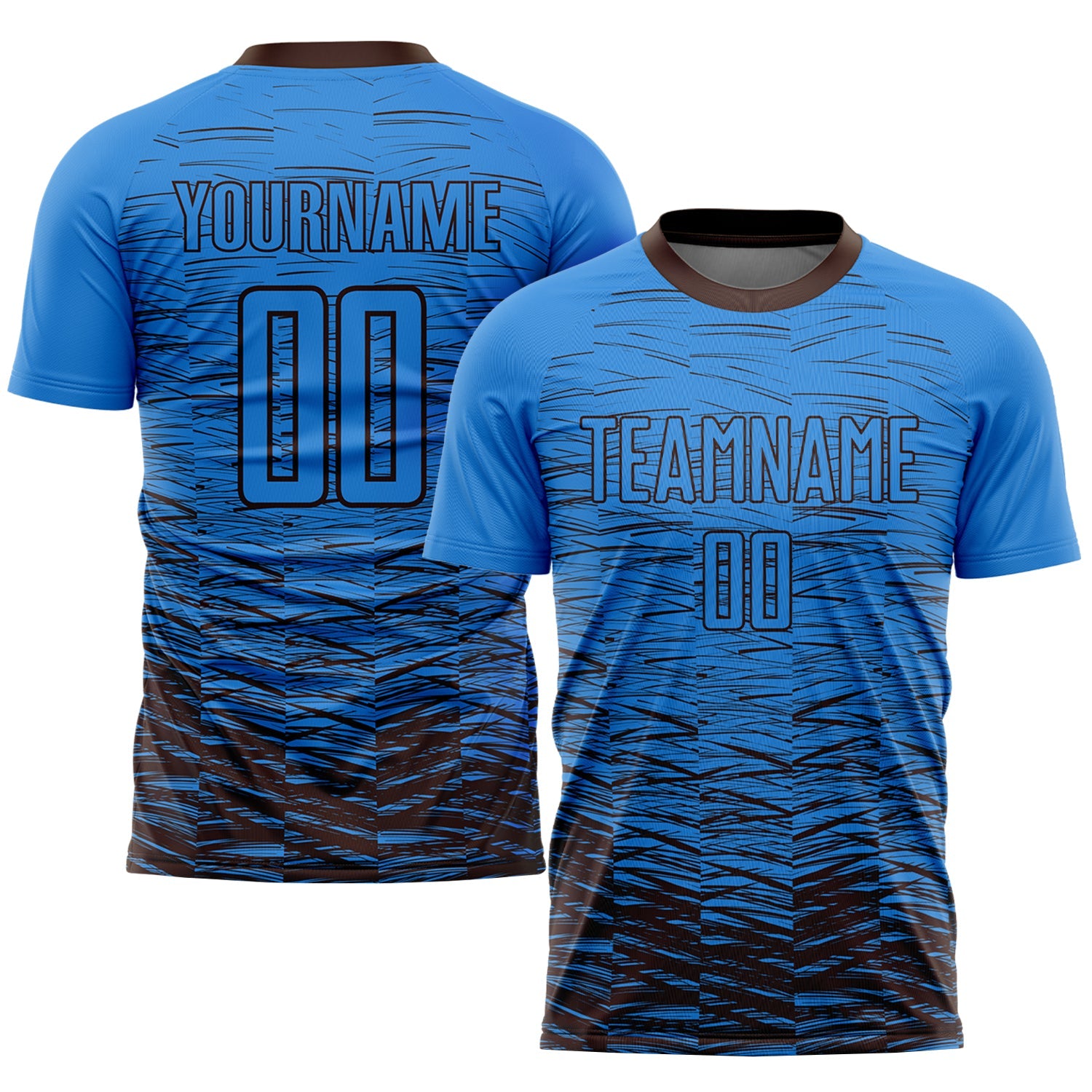 Custom Powder Blue Brown Sublimation Soccer Uniform Jersey - Main View