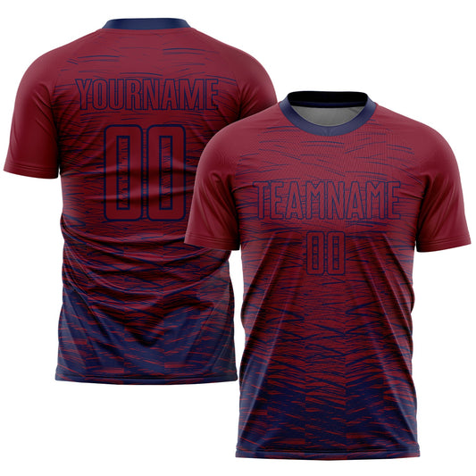 Custom Crimson Navy Sublimation Soccer Uniform Jersey - Main View