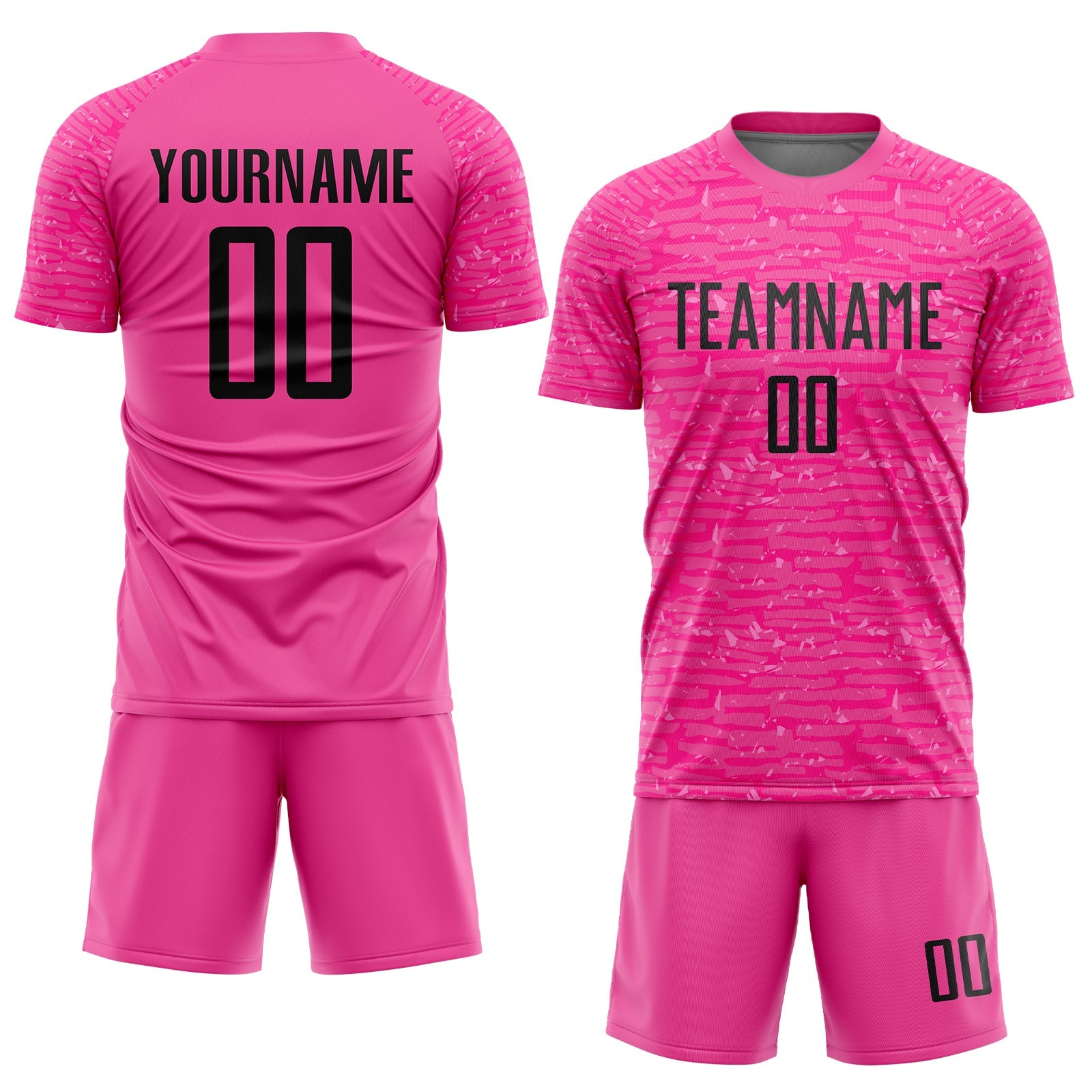 Custom Pink Black Sublimation Soccer Uniform Jersey view 2
