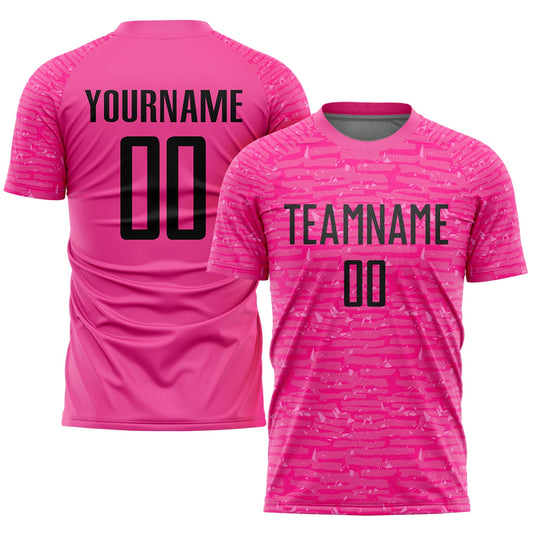 Custom Pink Black Sublimation Soccer Uniform Jersey - Main View