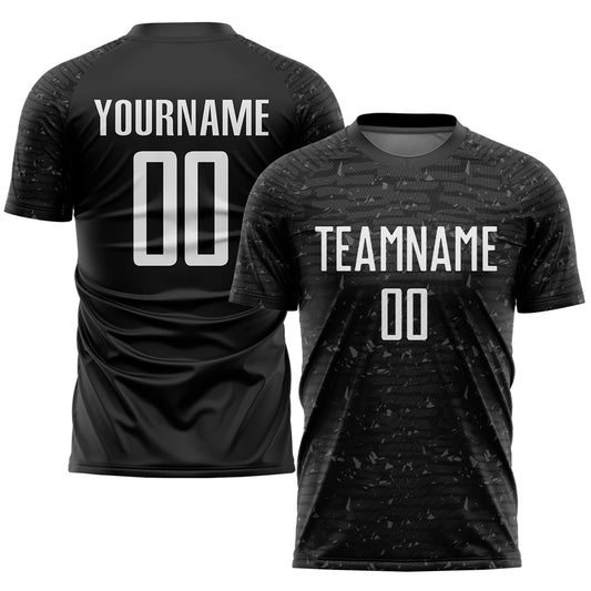 Custom Black White Sublimation Soccer Uniform Jersey - Main View