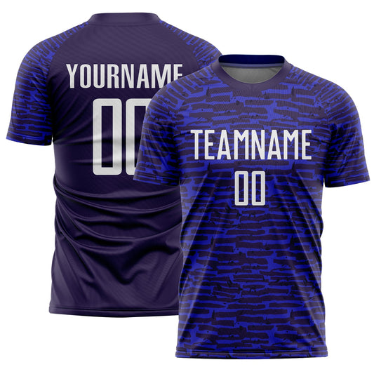 Custom Royal White Sublimation Soccer Uniform Jersey - Main View