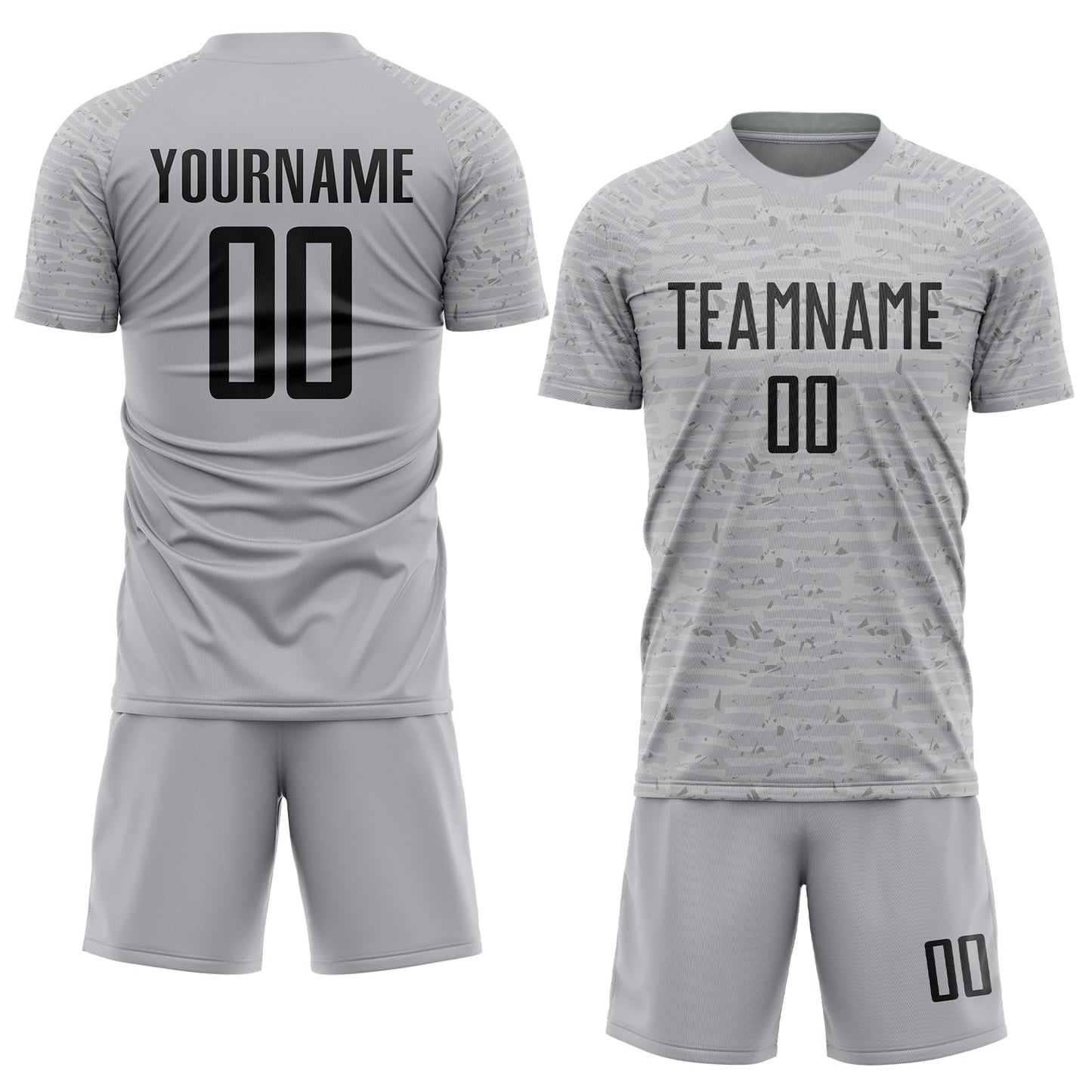 Custom Gray Black Sublimation Soccer Uniform Jersey view 2