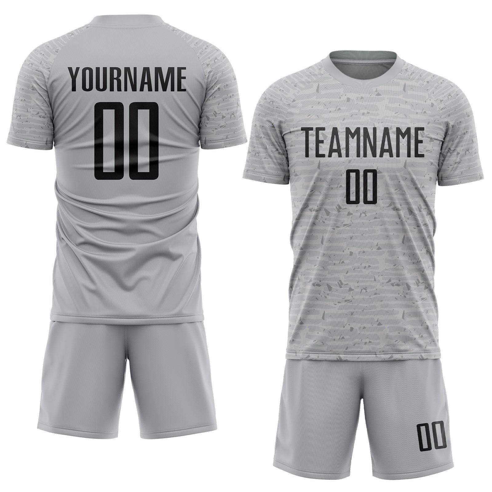 Custom Gray Black Sublimation Soccer Uniform Jersey view 2