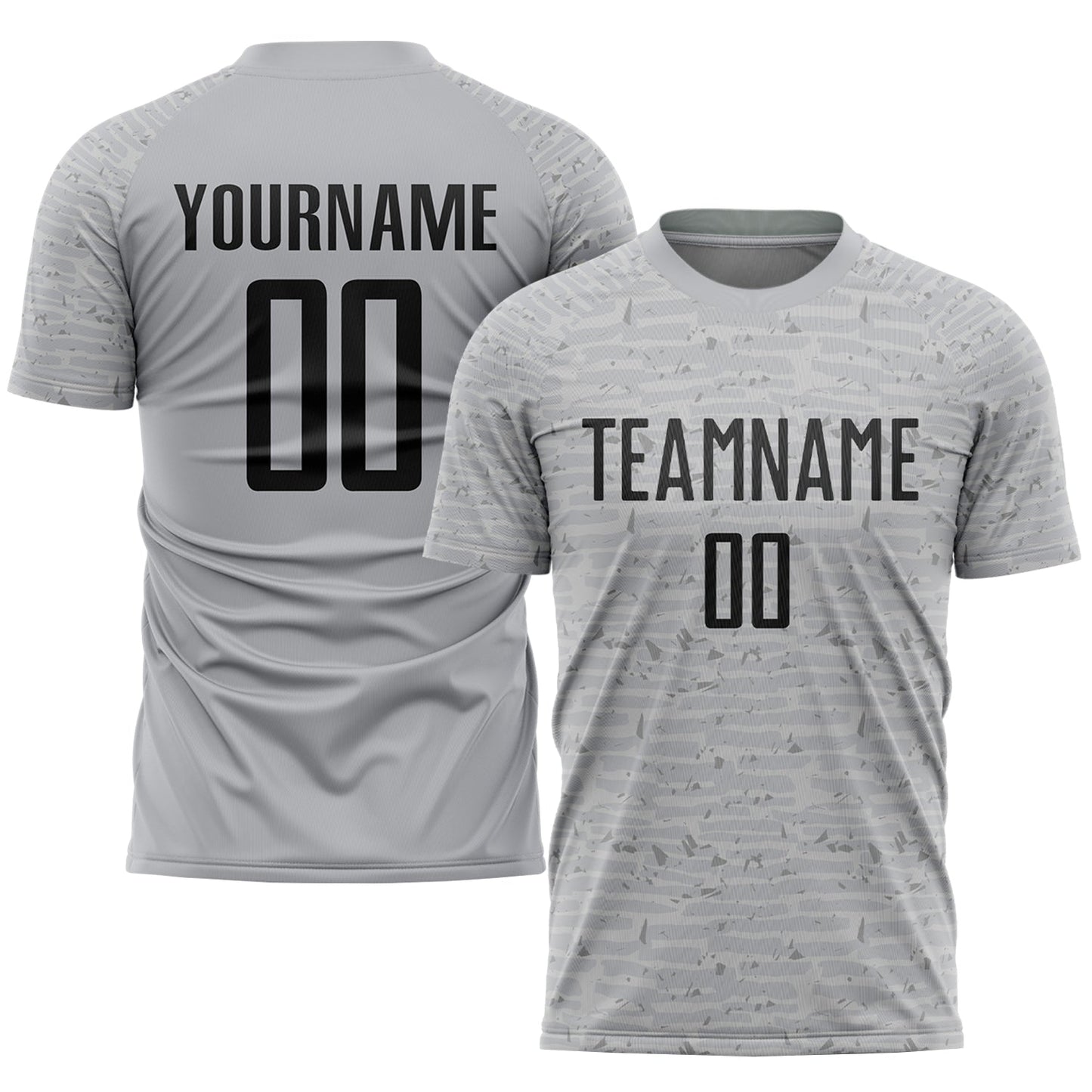 Custom Gray Black Sublimation Soccer Uniform Jersey - Main View