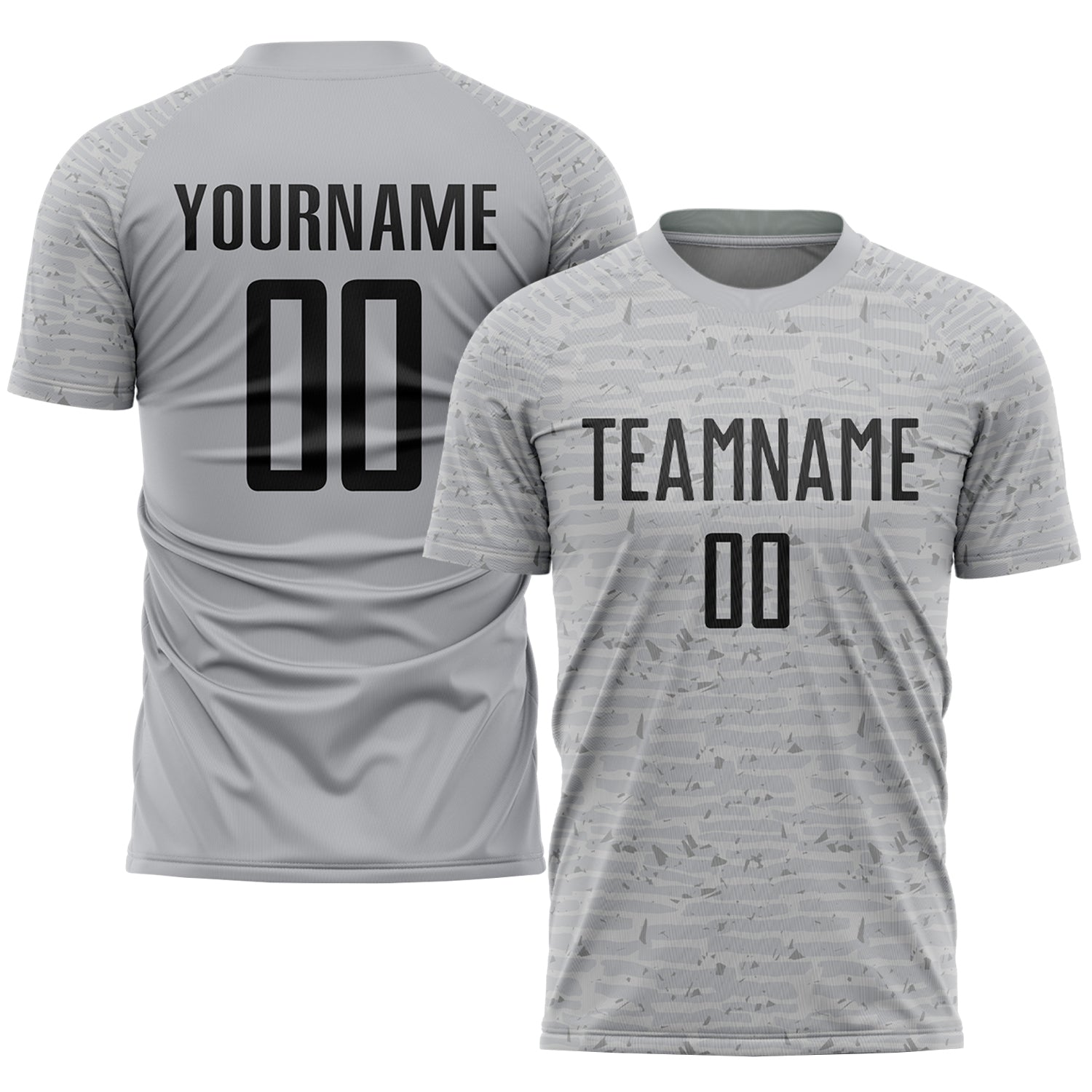Custom Gray Black Sublimation Soccer Uniform Jersey - Main View