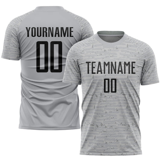 Custom Gray Black Sublimation Soccer Uniform Jersey - Main View