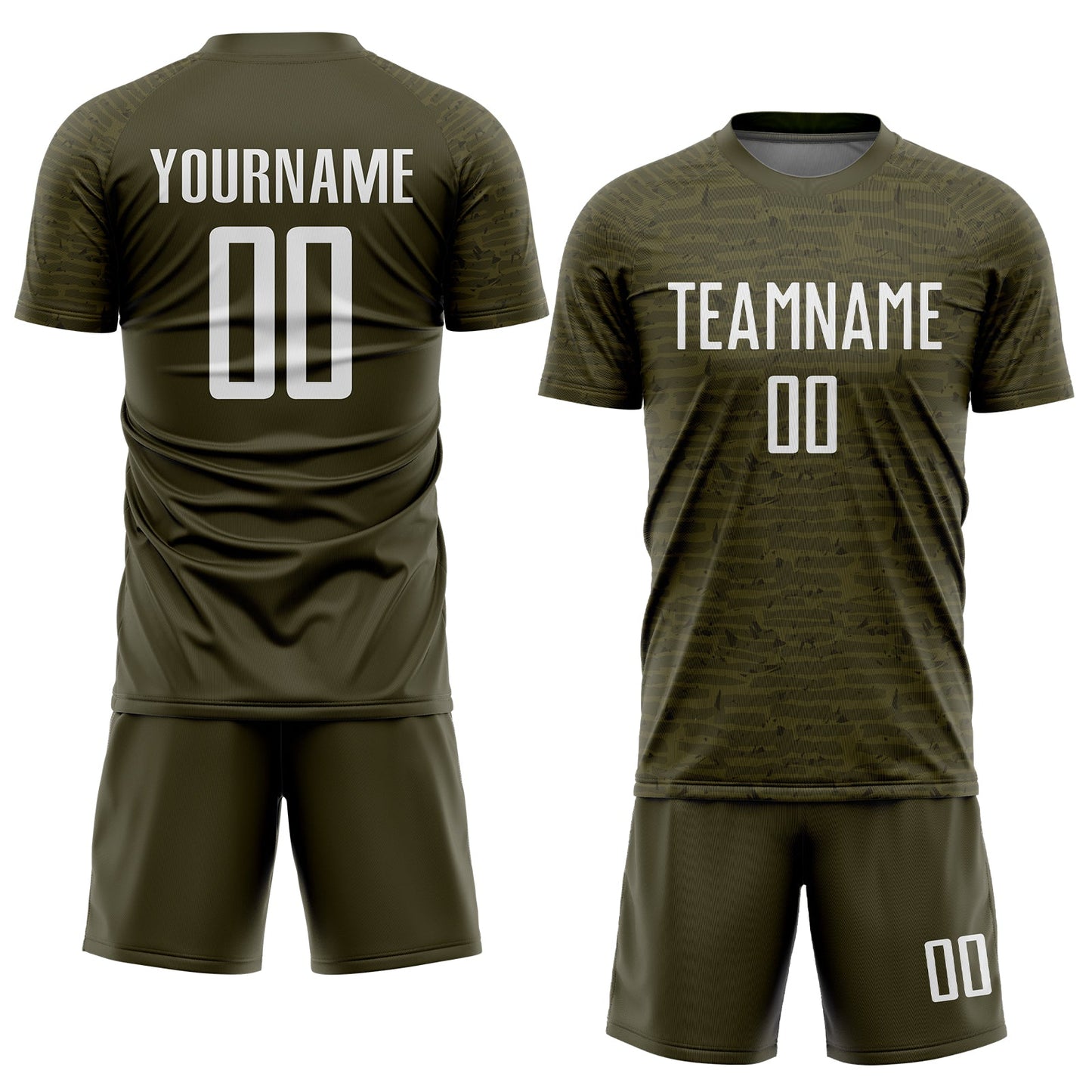 Custom Olive White Sublimation Salute To Service Soccer Uniform Jersey view 2