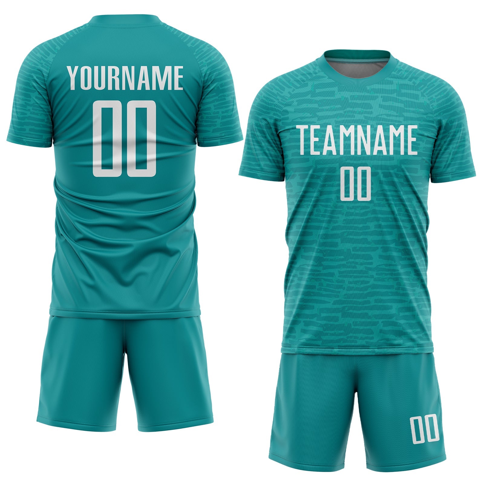 Custom Teal White Sublimation Soccer Uniform Jersey view 2