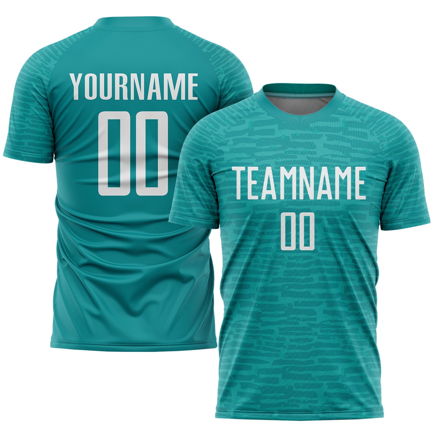 Custom Teal White Sublimation Soccer Uniform Jersey - Main View