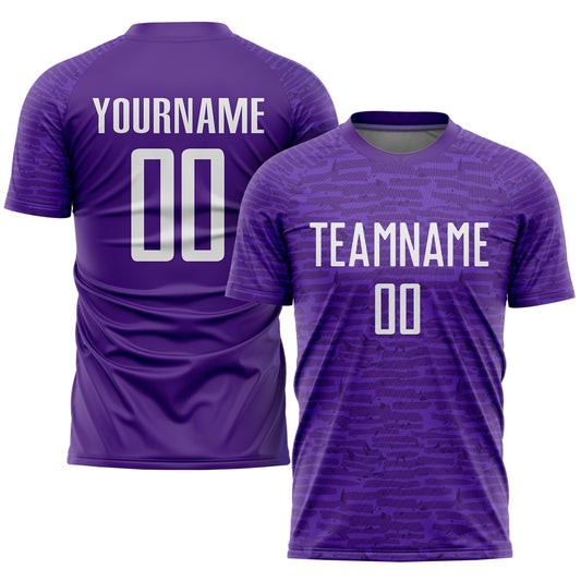 Custom Purple White Sublimation Soccer Uniform Jersey - Main View