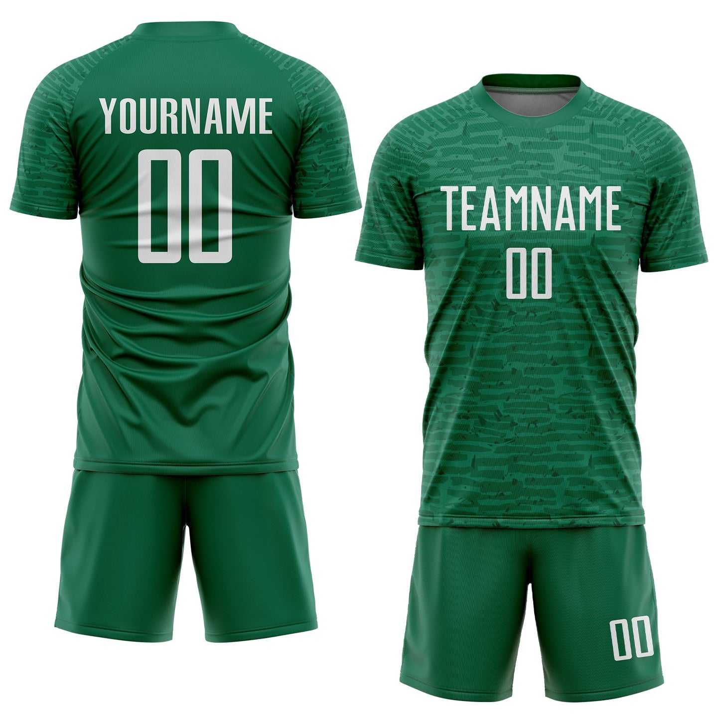 Custom Kelly Green White Sublimation Soccer Uniform Jersey view 2