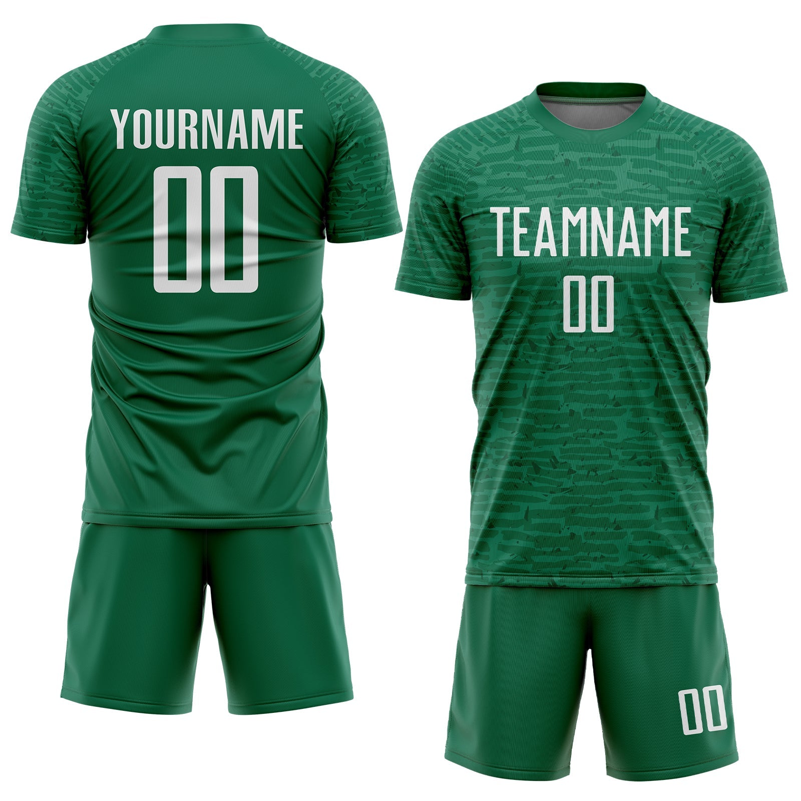 Custom Kelly Green White Sublimation Soccer Uniform Jersey view 2