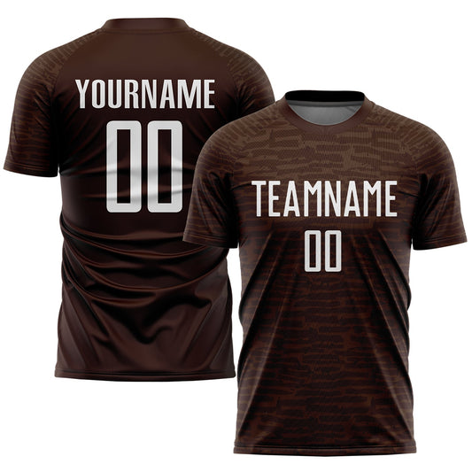 Custom Brown White Sublimation Soccer Uniform Jersey - Main View