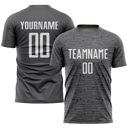 Custom Steel Gray White Sublimation Soccer Uniform Jersey - Main View