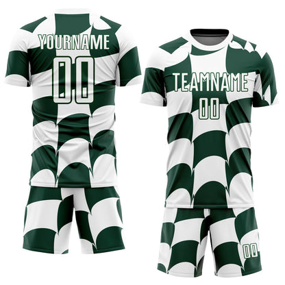 Custom White Green Plaid Sublimation Soccer Uniform Jersey view 2