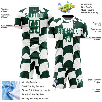 Custom White Green Plaid Sublimation Soccer Uniform Jersey view 4